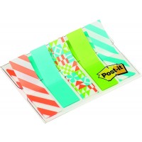 Post-it® Flags “Printed” 684-GEO5-EU in OTG dispenser. 1/2 x 1.7 in (11.9 mm x 43.2 mm), 20 flags/color, 5 colors/pack