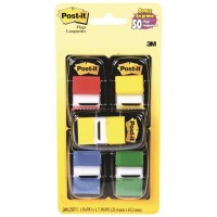 Post-it® Flags Mixed Colors 680-RYBGVA. 1 x 1.7 in (25.4 mm x 43.2 mm) 50 flags/dispenser, 5 dispensers/pack