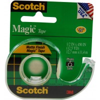 Scotch® Magic™ Tape in Dispenser 104. 1/2 x 450 in (12mm x 11.43m). 1 roll/dispenser