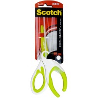 Scotch™  Designer Scissors 1581DS-Green. Stainless steel blade, 8 in (20cm). 1 scissor/card
