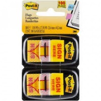 Post-it® Flags “Sign Here” 680-SH2. 1 x 1.7 in (25.4 mm x 43.2 mm), 50 flags/dispenser, 2 disp/pack