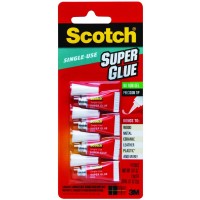 Scotch® Super Glue Gel AD119. 0.017 oz each (0.48gr.). Small tubes for single use, 4 tubes/pack
