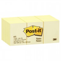 Post-it® Notes Canary Yellow 653. 1.5 x 2 in (38 mm x 51 mm), 100 sheets/pad, 12 pads/Pack