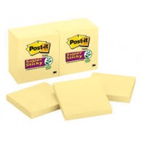 Post-it® Super Sticky Notes Canary Yellow 630SS. 3 x 3 in (76 mm x 76 mm), 90 sheets/pad, 12 pads/Pack. Lined