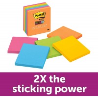 Post-it® Super Sticky Notes Miami Collection 654-5SSMIA. 3 x 3 in (76 mm x 76mm). 90 sheets/pad, 5 pads/Pack