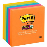 Post-it® Super Sticky Notes Assorted Colors  654-SSMPDQ. 3 x 3 in (76 mm x 76 mm). 90 sheets/pad, 18 pads/tray,