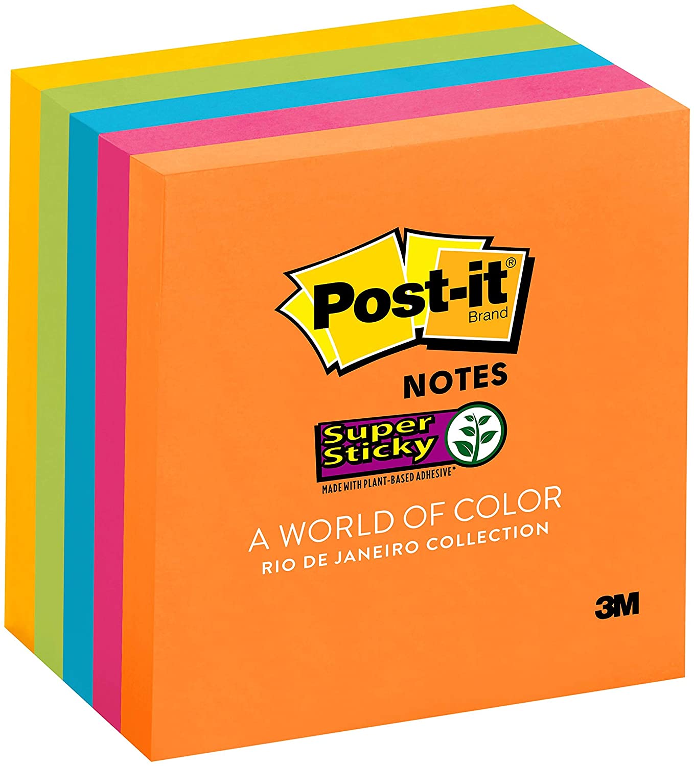 Post-it® Super Sticky Note Pads - Rio De Janeiro Collection - 135 - 3 x 3  - Square - 45 Sheets per Pad - Unruled - Assorted - Paper - Self-adhesive -  3 / Pack