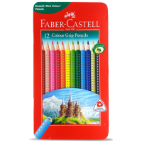 Faber Castell – GRIP COLOR PENCIL with METAL CASE, SET OF 12 PCS.
