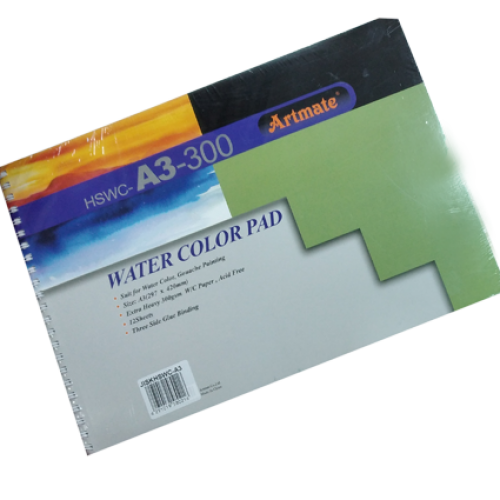 ARTMATE – WATER COLOR PAD – A3 (12 Sheets) – 300gsm THICKER PAPER – Ay  stationery